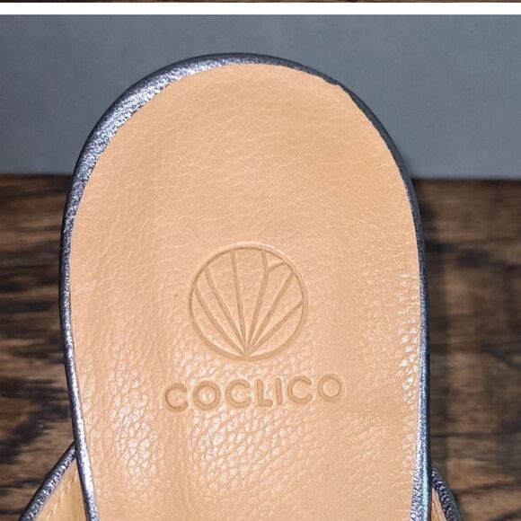 ✨NIB✨COCLICO Slip-on Sandal Heels Silver Leather Made in Spain Size EU 40/US 9 - Picture 4 of 15